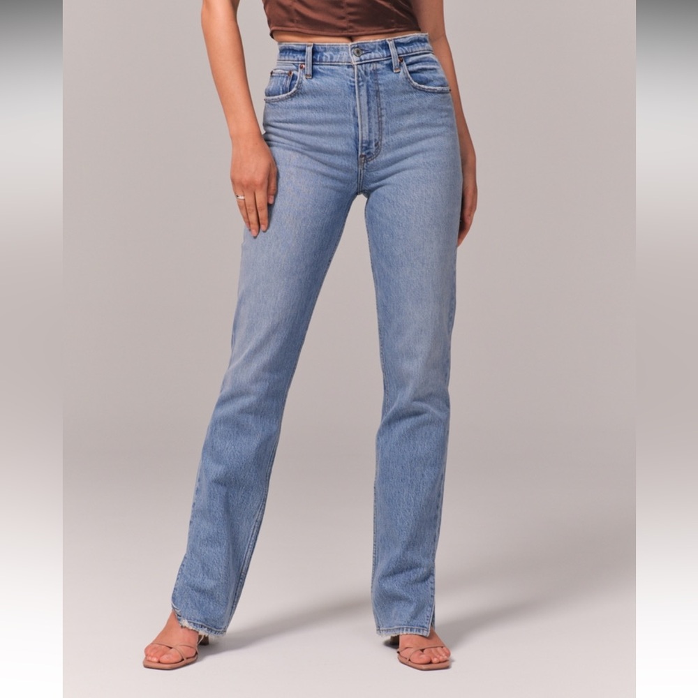 Abercrombie & Fitch Women's High Rise Jeans - Light Blue